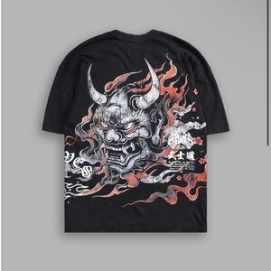 ONI FLAMES "SIDE BY SIDE" OVERSIZED TEE IN BLACK
